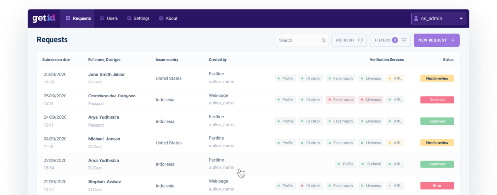 KYC for Customer Onboarding 6 requests frame